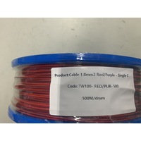 Cable 1.0mm2 Red/Purple - Single Core Thin Wall - Per 500m Roll