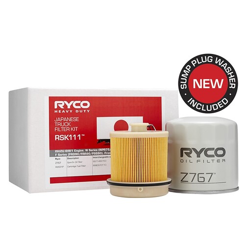 Ryco Japanese Truck Service Kit to suit Isuzu 4HK1 N Series (NPR75/NPS75/NQR75) and F Series F Series (FRD90/FRR90/FSS90). From 01/2008 to 07/2015