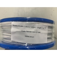Cable 1.0mm2 White - Single Core Thin Wall - Per 500m Roll