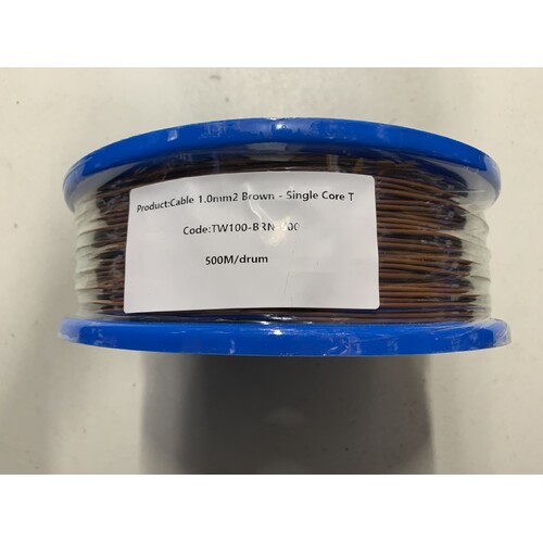 Cable 1.0mm2 Brown - Single Core Thin Wall - Per 500m Roll