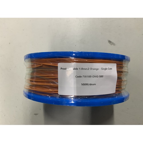 Cable 1.0mm2 Orange - Single Core Thin Wall - Per 500m Roll