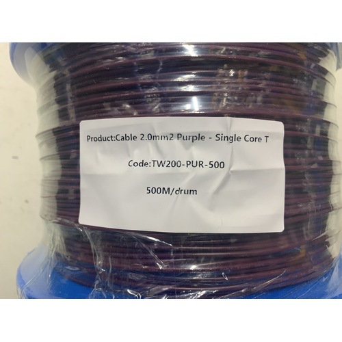 Cable 2.0mm2 Purple - Single Core Thin Wall - Per 500m Roll